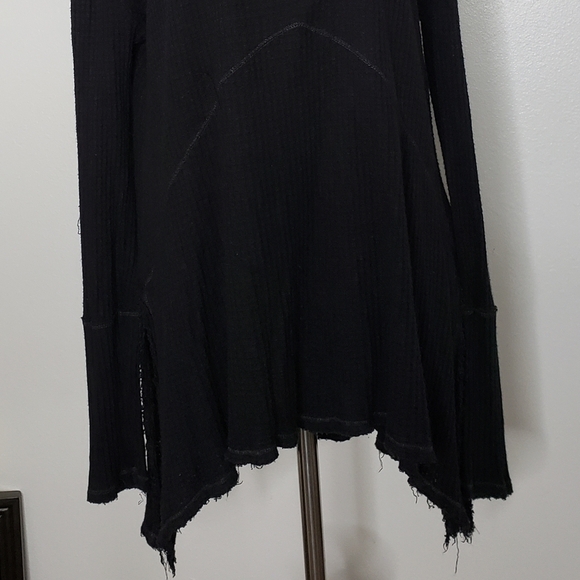 Free People Sunset Park Thermal Top Tunic Over Sized Black Bohemian Fall Summer - Picture 9 of 10